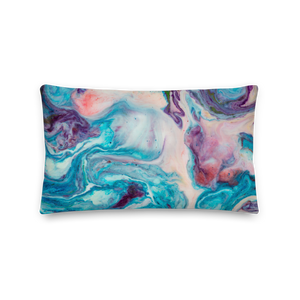Blue Multicolor Marble Rectangle Premium Pillow by Design Express