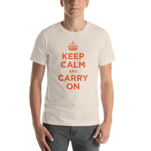 Soft Cream / S Keep Calm and Carry On (Orange) Short-Sleeve Unisex T-Shirt by Design Express