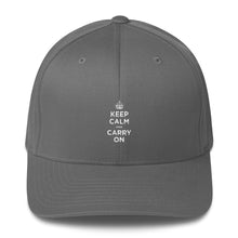 Grey / S/M Keep Calm and Carry On (White) Structured Twill Cap by Design Express
