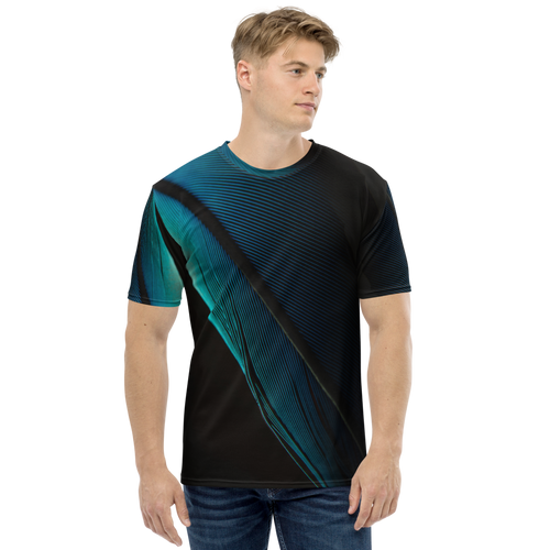 XS Blue Black Feathers Men's T-shirt by Design Express