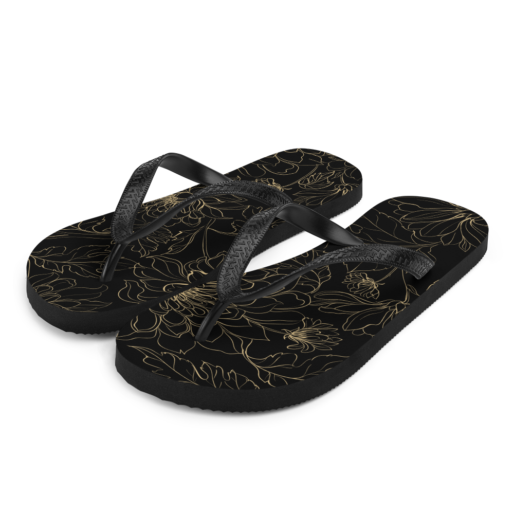 S Golden Floral Flip-Flops by Design Express