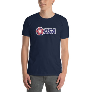 Navy / S USA "Rosette" Unisex T-Shirt by Design Express