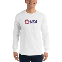 White / S USA "Rosette" Long Sleeve T-Shirt by Design Express