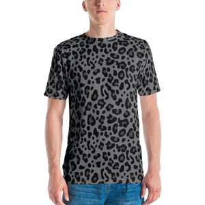 XS Grey Leopard Print Men's T-shirt by Design Express