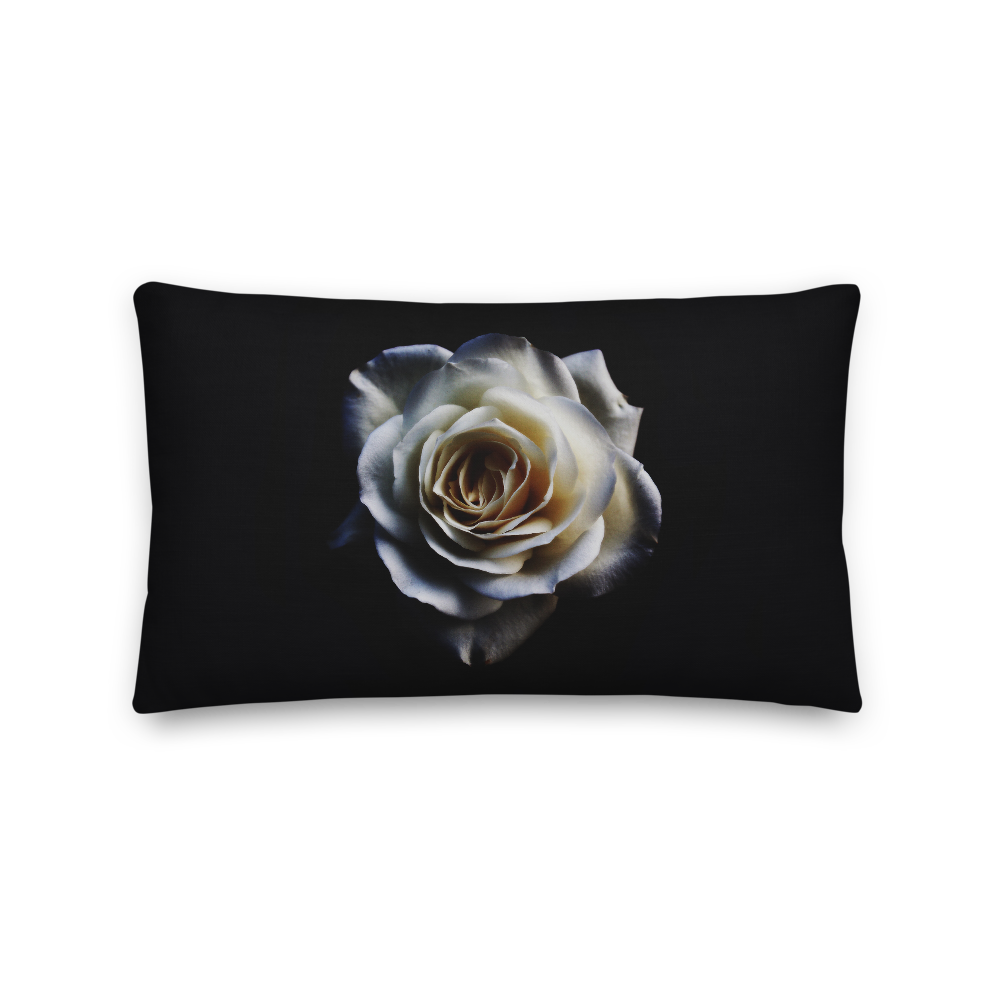 20×12 White Rose on Black Premium Pillow by Design Express