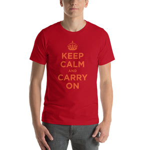 Red / S Keep Calm and Carry On (Orange) Short-Sleeve Unisex T-Shirt by Design Express
