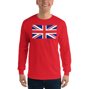 Red / S United Kingdom Flag "Solo" Long Sleeve T-Shirt by Design Express