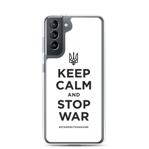 Samsung Galaxy S21 Keep Calm and Stop War (Support Ukraine) Black Print Samsung Case by Design Express