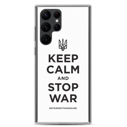 Samsung Galaxy S22 Ultra Keep Calm and Stop War (Support Ukraine) Black Print Samsung Case by Design Express