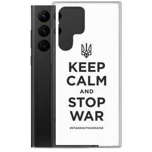 Keep Calm and Stop War (Support Ukraine) Black Print Samsung Case by Design Express