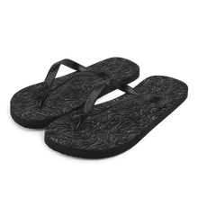 S 3D Black Ornament Pattern Flip-Flops by Design Express