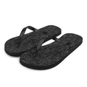 S 3D Black Ornament Pattern Flip-Flops by Design Express