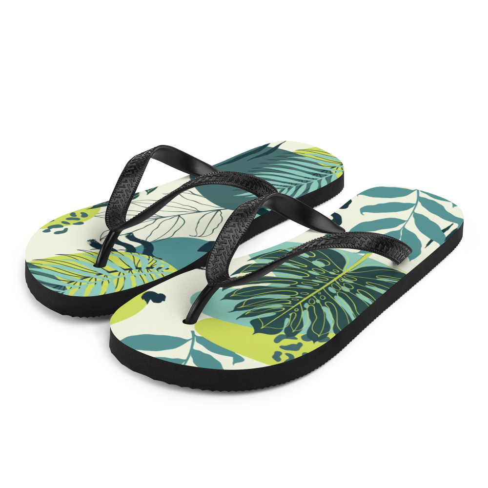 S Fresh Tropical Leaf Pattern Flip-Flops by Design Express