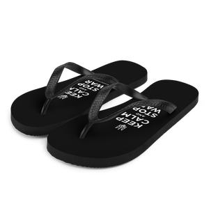 S Keep Calm and Stop War (Support Ukraine) White Print Flip Flops by Design Express