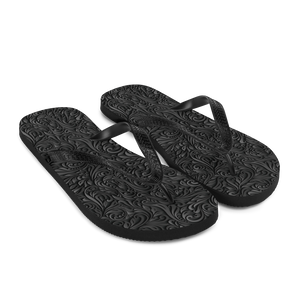 3D Black Ornament Pattern Flip-Flops by Design Express