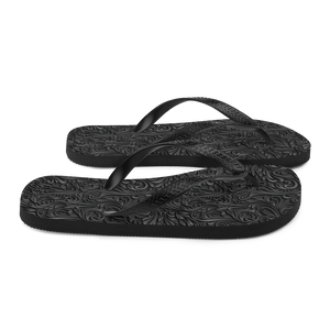 3D Black Ornament Pattern Flip-Flops by Design Express