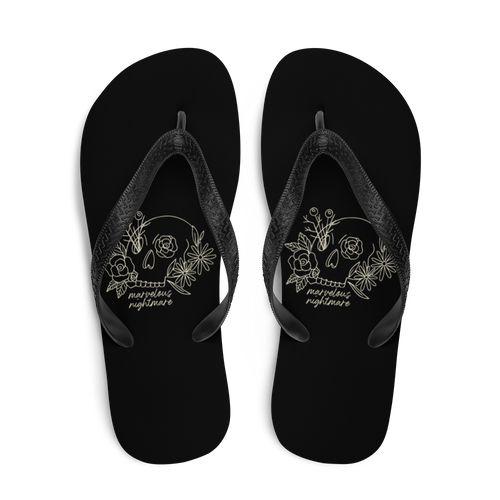 Marvelous Nightmare Flower Skull Flip-Flops by Design Express