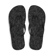 3D Black Ornament Pattern Flip-Flops by Design Express