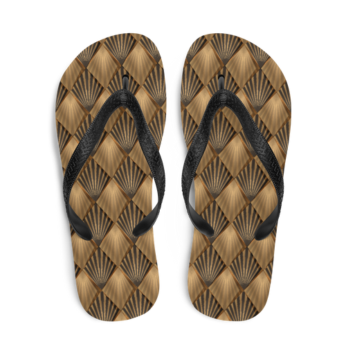 Golden Art Deco Pattern Flip-Flops by Design Express