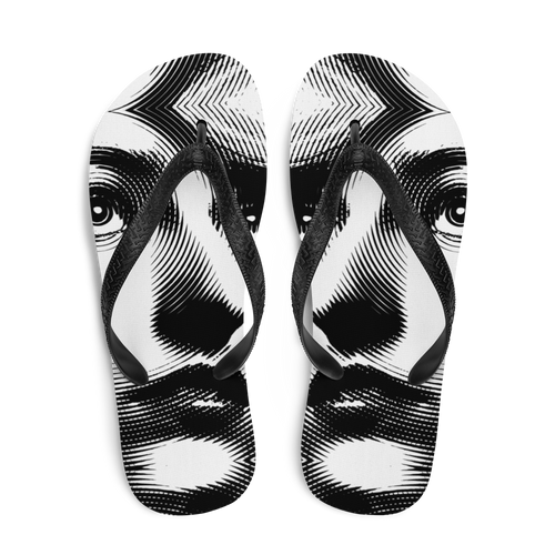 Face Art Black & White Flip-Flops by Design Express