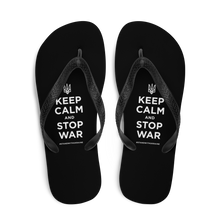 Keep Calm and Stop War (Support Ukraine) White Print Flip Flops by Design Express
