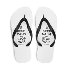 Keep Calm and Stop War (Support Ukraine) Black Print Flip Flops by Design Express