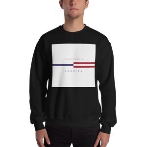 Black / S I'd rather be in America "tommy" Square Unisex Sweatshirt by Design Express