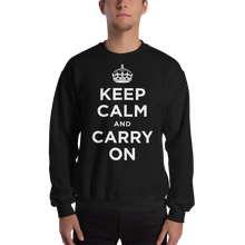 Black / S Keep Calm and Carry On "White" Unisex Sweatshirt by Design Express