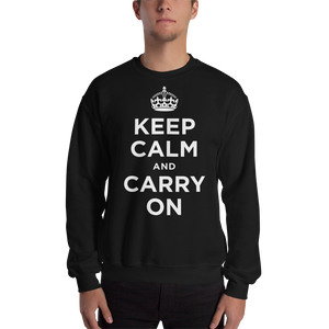 Black / S Keep Calm and Carry On "White" Unisex Sweatshirt by Design Express