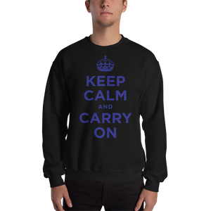 Black / S Keep Calm and Carry On "Navy" Unisex Sweatshirt by Design Express