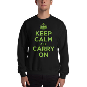 Black / S Keep Calm and Carry On "Green" Unisex Sweatshirt by Design Express