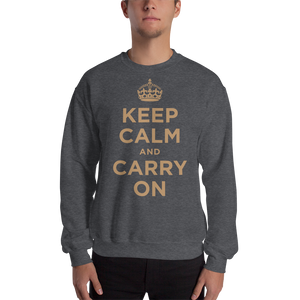 Dark Heather / S Keep Calm and Carry On "Gold" Unisex Sweatshirt by Design Express