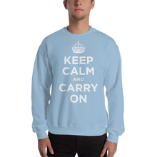 Light Blue / S Keep Calm and Carry On "White" Unisex Sweatshirt by Design Express