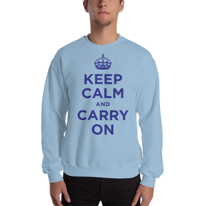 Light Blue / S Keep Calm and Carry On "Navy" Unisex Sweatshirt by Design Express