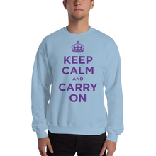 Light Blue / S Keep Calm and Carry On "Purple" Unisex Sweatshirt by Design Express