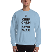Light Blue / S Keep Calm and Stop War (Support Ukraine) Black Print Unisex Sweatshirt by Design Express