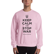 Light Pink / S Keep Calm and Stop War (Support Ukraine) Black Print Unisex Sweatshirt by Design Express