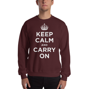 Maroon / S Keep Calm and Carry On "White" Unisex Sweatshirt by Design Express