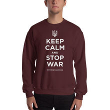 Maroon / S Keep Calm and Stop War (Support Ukraine) White Print Unisex Sweatshirt by Design Express