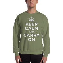 Military Green / S Keep Calm and Carry On "White" Unisex Sweatshirt by Design Express