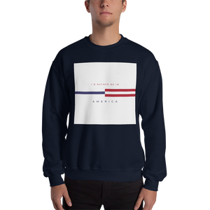 Navy / S I'd rather be in America "tommy" Square Unisex Sweatshirt by Design Express