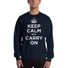 Navy / S Keep Calm and Carry On "White" Unisex Sweatshirt by Design Express