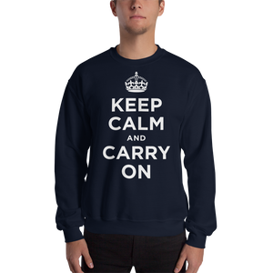 Navy / S Keep Calm and Carry On "White" Unisex Sweatshirt by Design Express