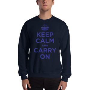 Navy / S Keep Calm and Carry On "Navy" Unisex Sweatshirt by Design Express