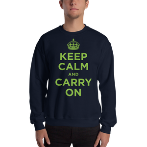 Navy / S Keep Calm and Carry On "Green" Unisex Sweatshirt by Design Express