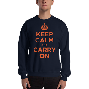 Navy / S Keep Calm and Carry On "Orange" Unisex Sweatshirt by Design Express