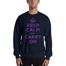 Navy / S Keep Calm and Carry On "Purple" Unisex Sweatshirt by Design Express