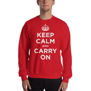Red / S Keep Calm and Carry On "White" Unisex Sweatshirt by Design Express