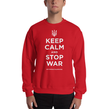 Red / S Keep Calm and Stop War (Support Ukraine) White Print Unisex Sweatshirt by Design Express
