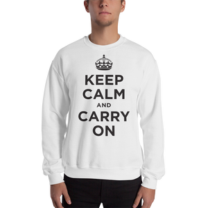 White / S Keep Calm and Carry On "Black" Unisex Sweatshirt by Design Express